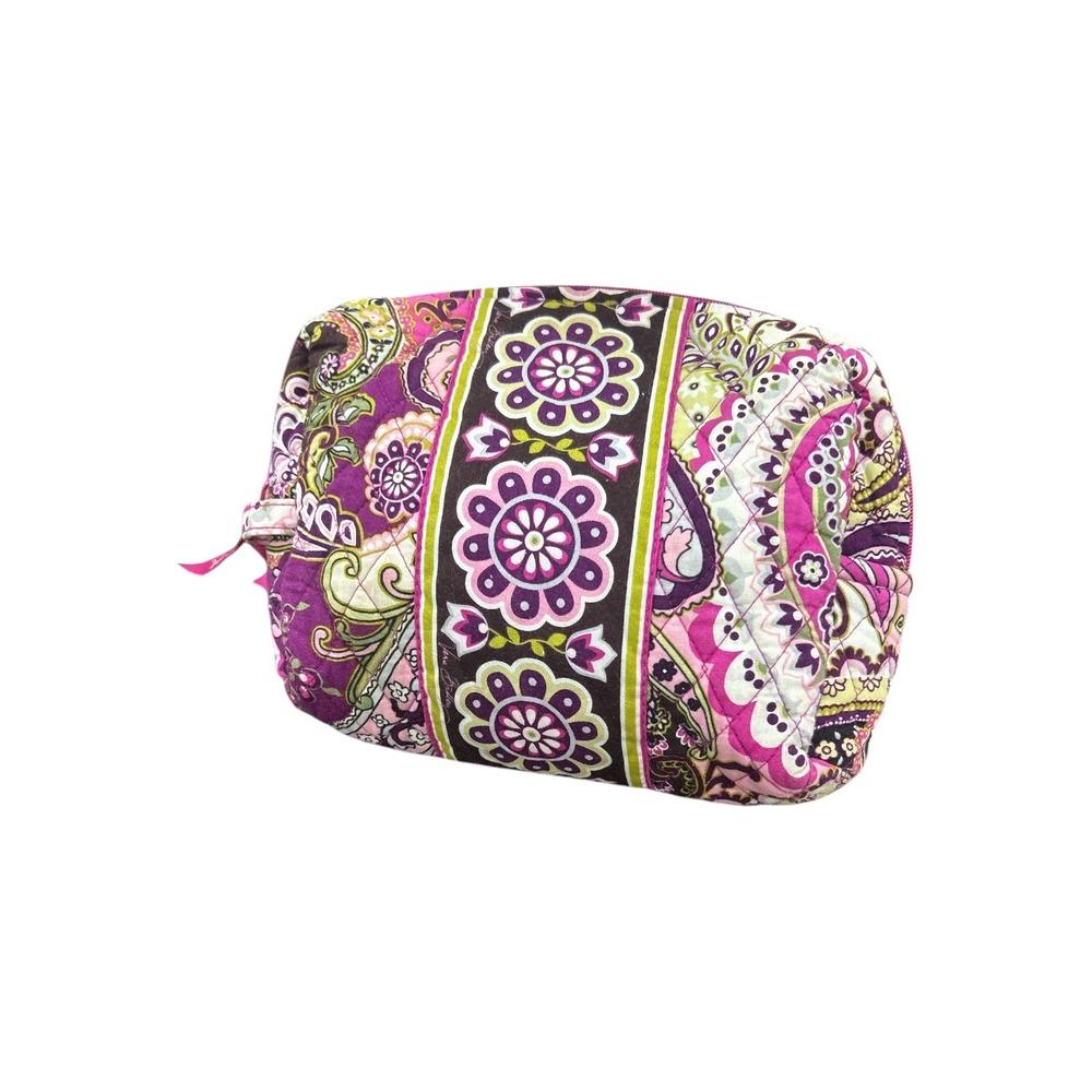 Vera Bradley Quilted Cosmetic Bag Purple Pink Paisley Floral Travel Pouch